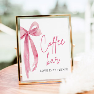 Wasserfarbe Elegante Rosa Pink-braun Kaffee Bar Ze Poster