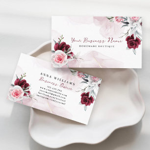 Wasserfarbe Elegante Rote Rosen Themenwelt Boutiqu Visitenkarte