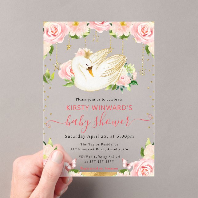 Wasserfarbe Elegante Schwanendusche Acryleinladungen (Insitu (Handheld))