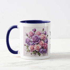 Wasserfarbe Elegante Violet Lila Rose Blume Tasse