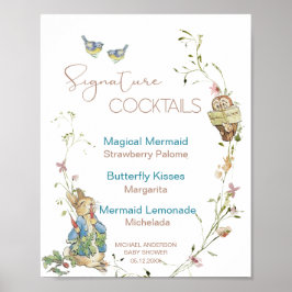 Wasserfarbe Elegante Wildblume Peter Rabbit baby s Poster