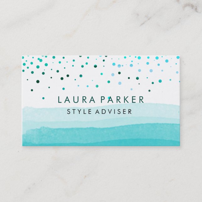 Wasserfarbe Eleganter Glitzer Subtle SeaBlue Confe Visitenkarte (Vorderseite)