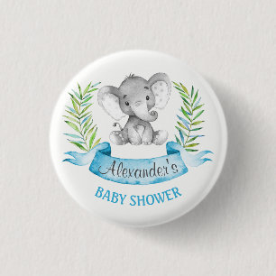 Wasserfarbe Elephant Boy Baby Dusche Button
