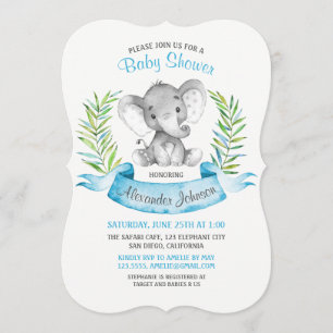 Wasserfarbe Elephant Boy Baby Dusche Einladung