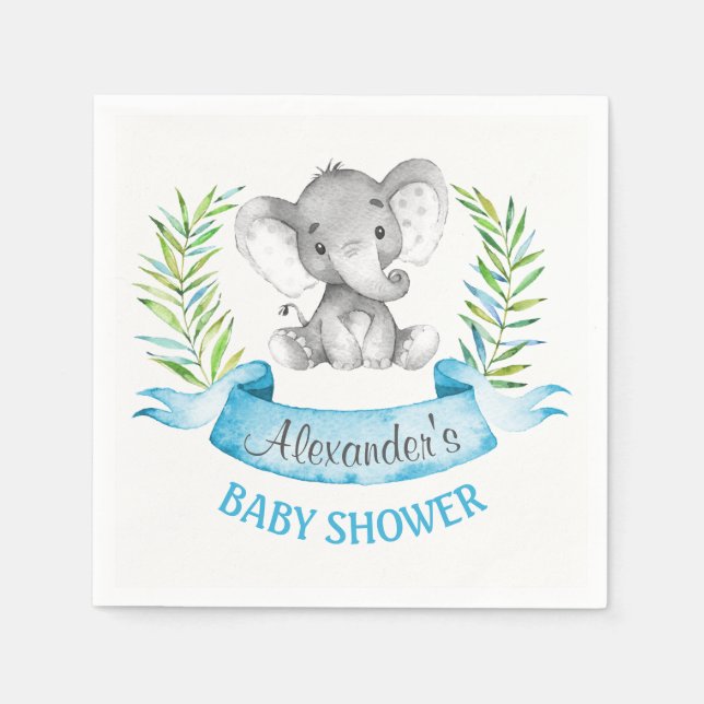 Wasserfarbe Elephant Boy Baby Dusche Serviette (Vorderseite)