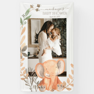 Wasserfarbe Elephant Safari Babydusche Banner