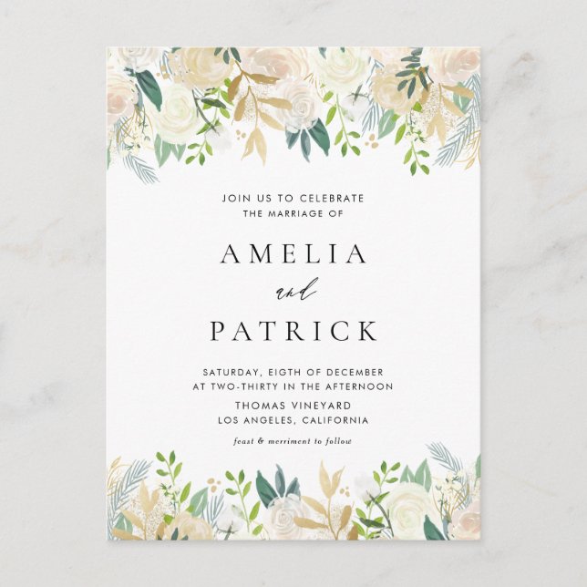 Wasserfarbe Elfenbeinbein Imitate Goldmedaille Hoc Einladungspostkarte (Vorderseite)