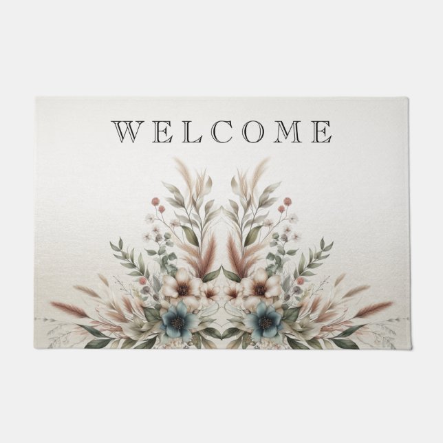 Wasserfarbe Elfenbeinblume Blumen Doormat Fußmatte (Vorderseite)