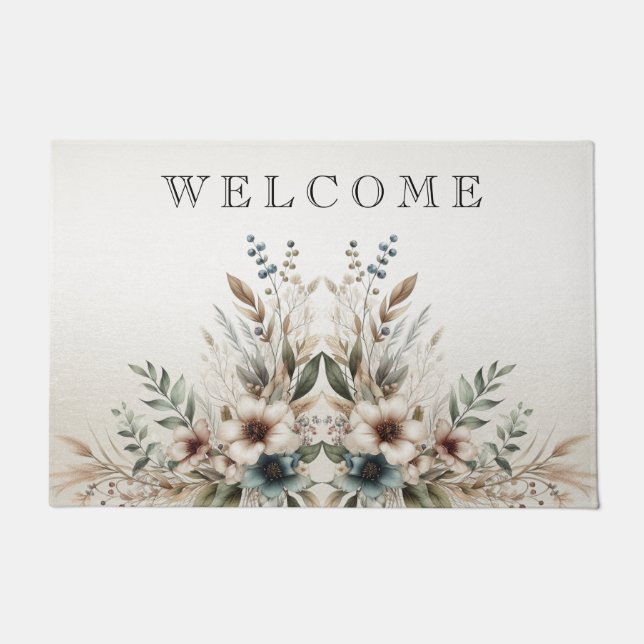 Wasserfarbe Elfenbeinblume Blumen Doormat Fußmatte (Vorderseite)
