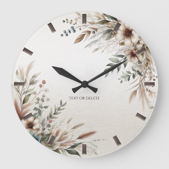 Wasserfarbe Elfenbeinblumen Uhr Wall Clock (Vorderseite)