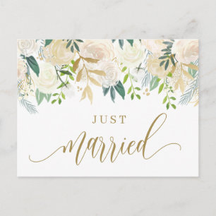 Wasserfarbe Elfenbeinerde und Rose nur verheiratet Ankündigungspostkarte