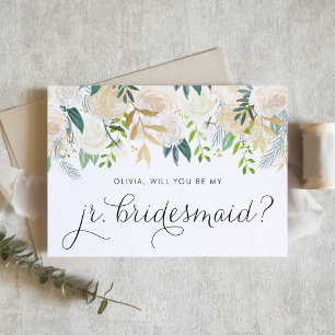 Wasserfarbe Elfenbeinfloral Junior Bridesmaid Vors Karte