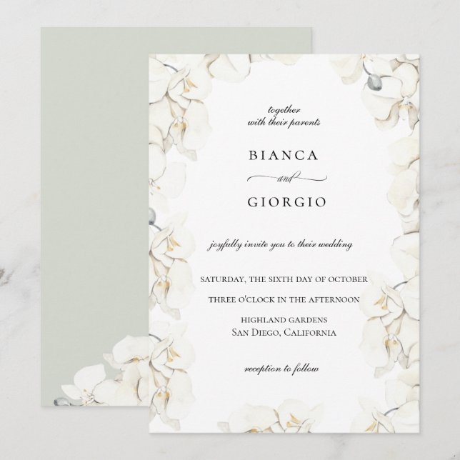 Wasserfarbe Elfenbeinrahmen Einladung zur Hochzeit (Vorne/Hinten)