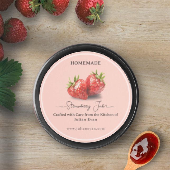 Wasserfarbe Erdbeere hausgemachte Gourmet-Aufklebe Runder Aufkleber (Watercolor Strawberry Homemade Gourmet Sticker)