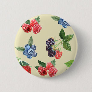 Wasserfarbe Erdbeere Himbeere Muster Currant Button