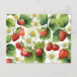 Wasserfarbe Erdbeeren Blume Obst und Erdbeeren Postkarte