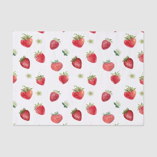 Wasserfarbe Erdbeeren Blume Obst und Erdbeeren Seidenpapier (Vorderseite)