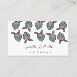 Wasserfarbe Erdbeeren Doodle Pink Blau Visitenkarte