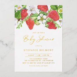Wasserfarbe Erdbeeren Sommerdusche Folieneinladung