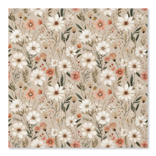 Wasserfarbe Erde Tone Boho Koralle Rosa Weiße Flor Tapete