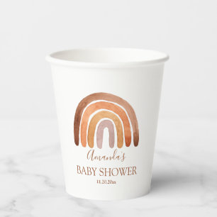 Wasserfarbe Erde Tone Boho Rainbow Baby Dusche  Pappbecher