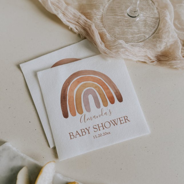 Wasserfarbe Erde Tone Boho Rainbow Baby Dusche Serviette (Von Creator hochgeladen)