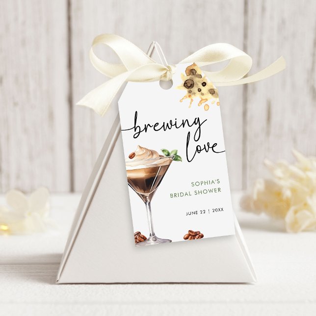 Wasserfarbe Espresso Martini Brautparty Geschenkanhänger (Von Creator hochgeladen)