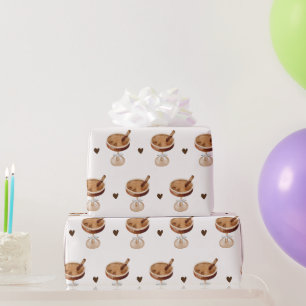 Wasserfarbe Espresso Martini mit Bow-Kaffee Geschenkpapier