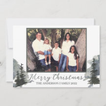 Wasserfarbe Evergreen Mountain Scene Holiday