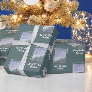 Wasserfarbe Evergreen Trees Grußname Geschenkpapier