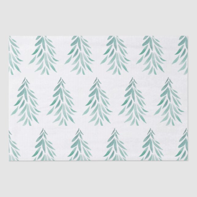 Wasserfarbe Evergreen Trees Pinselstriche 3 Seidenpapier (Vorderseite)