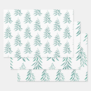 Wasserfarbe Evergreen Trees Pinselstriche Geschenkpapier Set