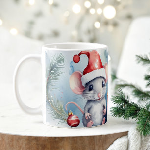 Wasserfarbe Feierliche Mäuse Weihnachten Tasse