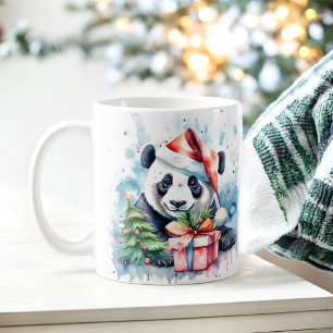 Wasserfarbe Festliche Panda Weihnachtsfeier Tasse