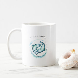 Wasserfarbe Fische Astrologie Sternzeichen   Monog Kaffeetasse