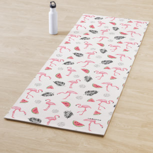 Wasserfarbe Flamingo und Watermelon Muster Custom Yogamatte