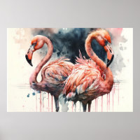 Wasserfarbe Flamingos Rosa Tropisch