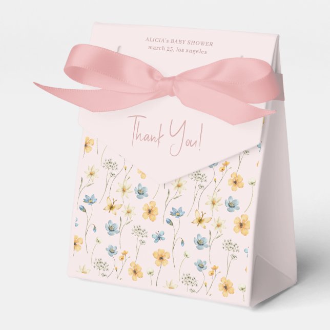Wasserfarbe florale boho Mädchen Dusche danke Geschenkschachtel (Vorderseite)