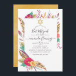 Wasserfarbe florale Safari Bat Mitzvah Einladung<br><div class="desc">Boho burgundy und Gold Safari themed Fledermaus mitzvah Einladung mit eleganter Handschrift Typografie angepasst an Ihre Event-Besonderheiten.</div>
