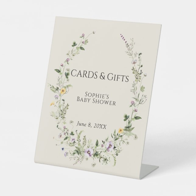 Wasserfarbe Florals Babyduschkarten & Geschenke Sockelschild (Vorderseite)