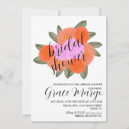 Wasserfarbe Florals Bouquet Pink Fett Brautparty Einladung