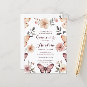 Wasserfarbe Florals Butterfliegen Quinceañera CUST Postkarte