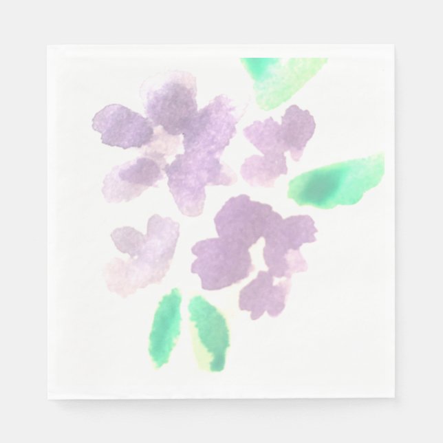 Wasserfarbe Florals Handgemalt Gemustert Lila Serviette (Vorderseite)