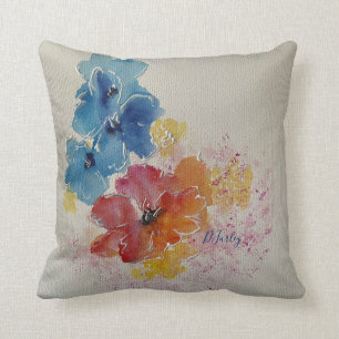 Wasserfarbe Florals Kissen