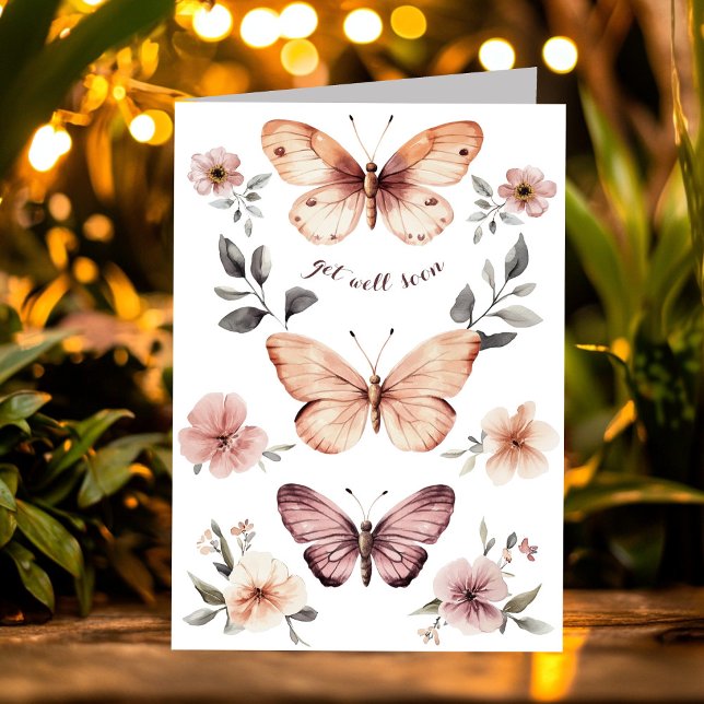 Wasserfarbe Florals Schmetterlinge werden bald gut Karte (Watercolor Florals Butterflies Get Well Soon Card
)