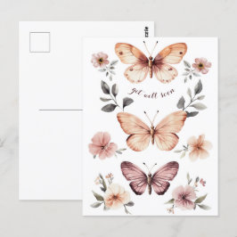 Wasserfarbe Florals Schmetterlinge werden bald gut Postkarte