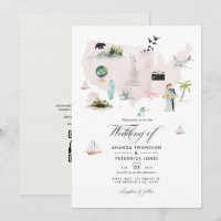 Wasserfarbe Florida USA Ziel QR Code Hochzeit