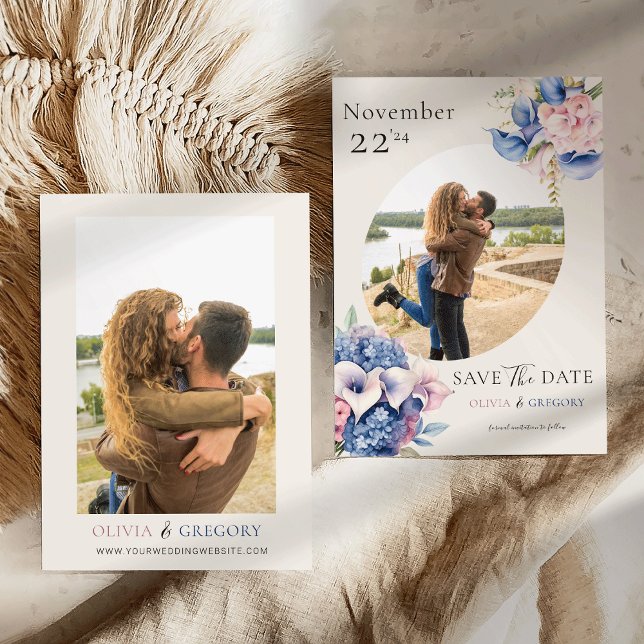 Wasserfarbe Foto Calla Lilies & Hydrangeas Save The Date (Von Creator hochgeladen)
