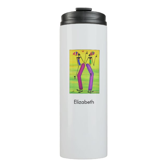 Wasserfarbe, Freude und Glück Thermosbecher (Vorderseite)