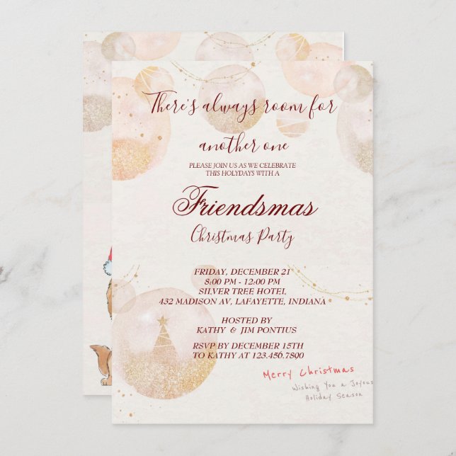 Wasserfarbe Friendsmas Weihnachtsfeierliche Party  Einladung (Vorne/Hinten)